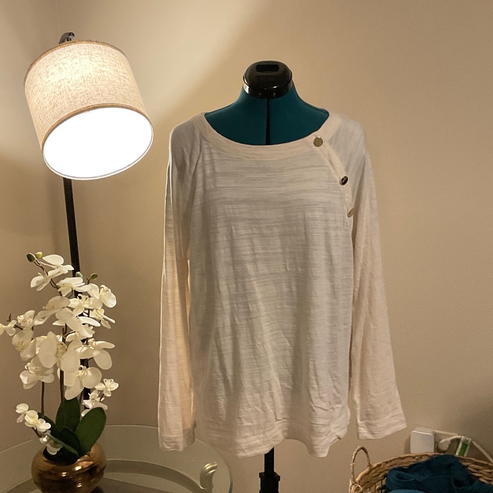 LOFT Cream Button Detail Blouse